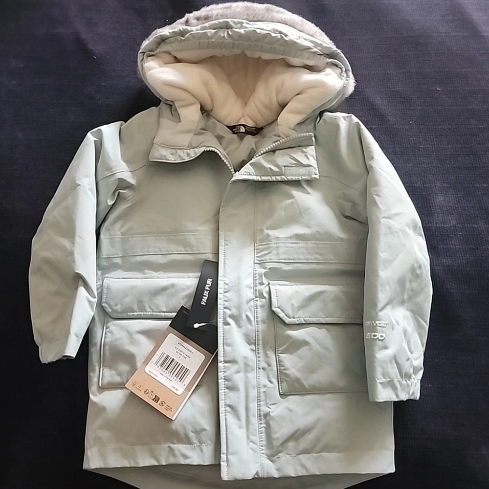 2 Size 2t North Face Kid Arctic Parka Muted Pine Jacket Coat with Hood